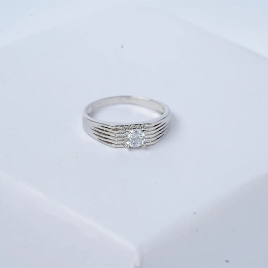 Men's Radiant Solitaire Band Ring