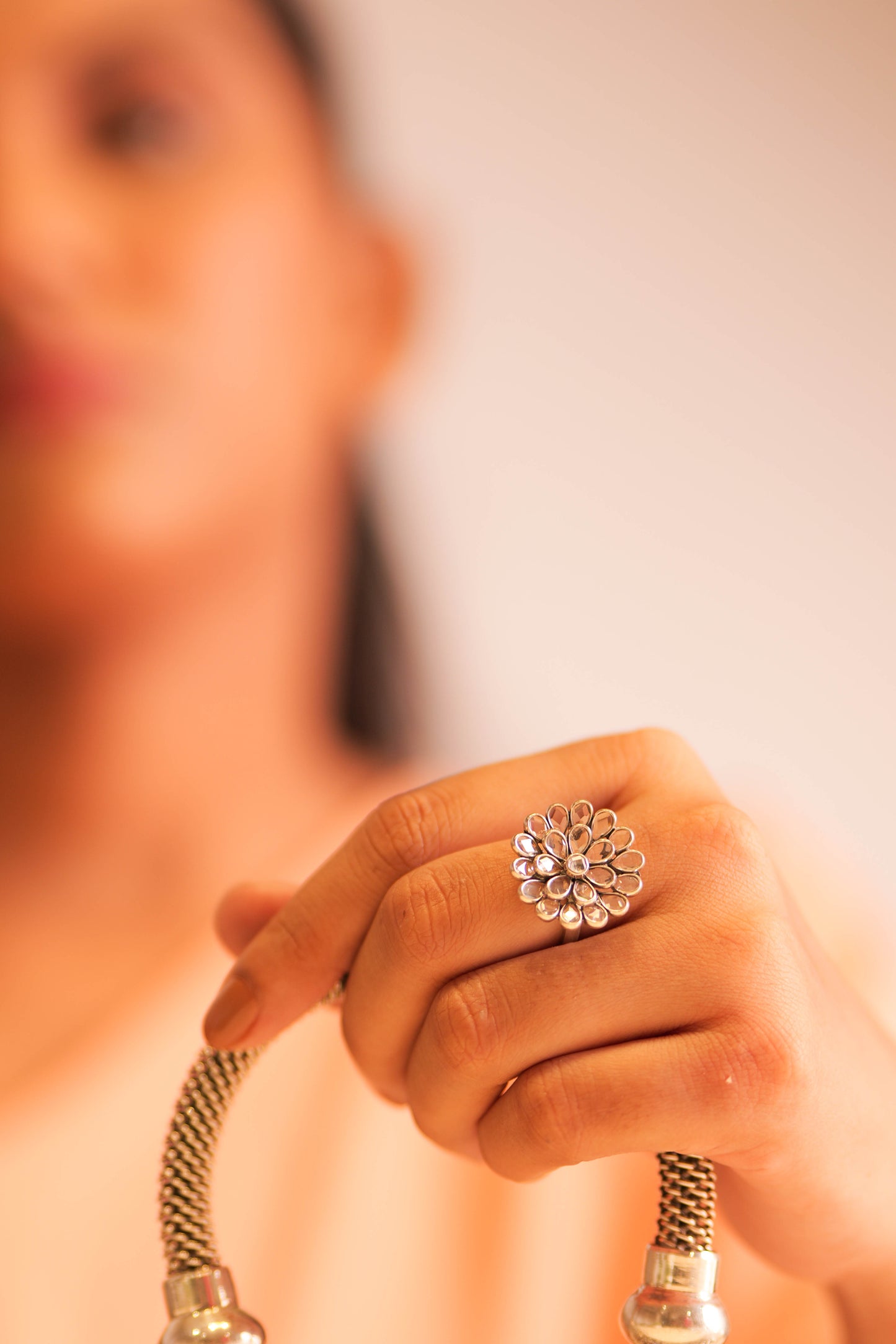 Twinkling Petal Wreath Ring