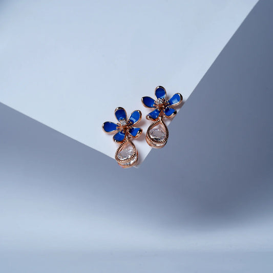 Mishi Blue Flower Charm Studs