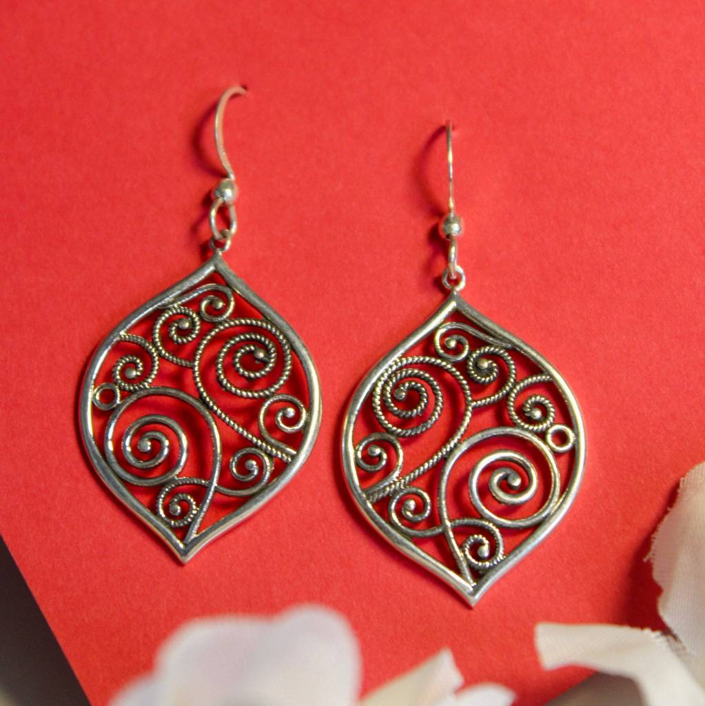 Filigree Spiral Leaf Drops