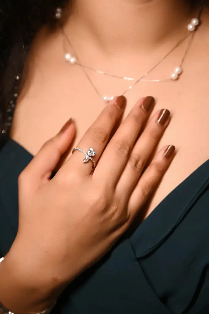 Cubic Heart Duo Ring