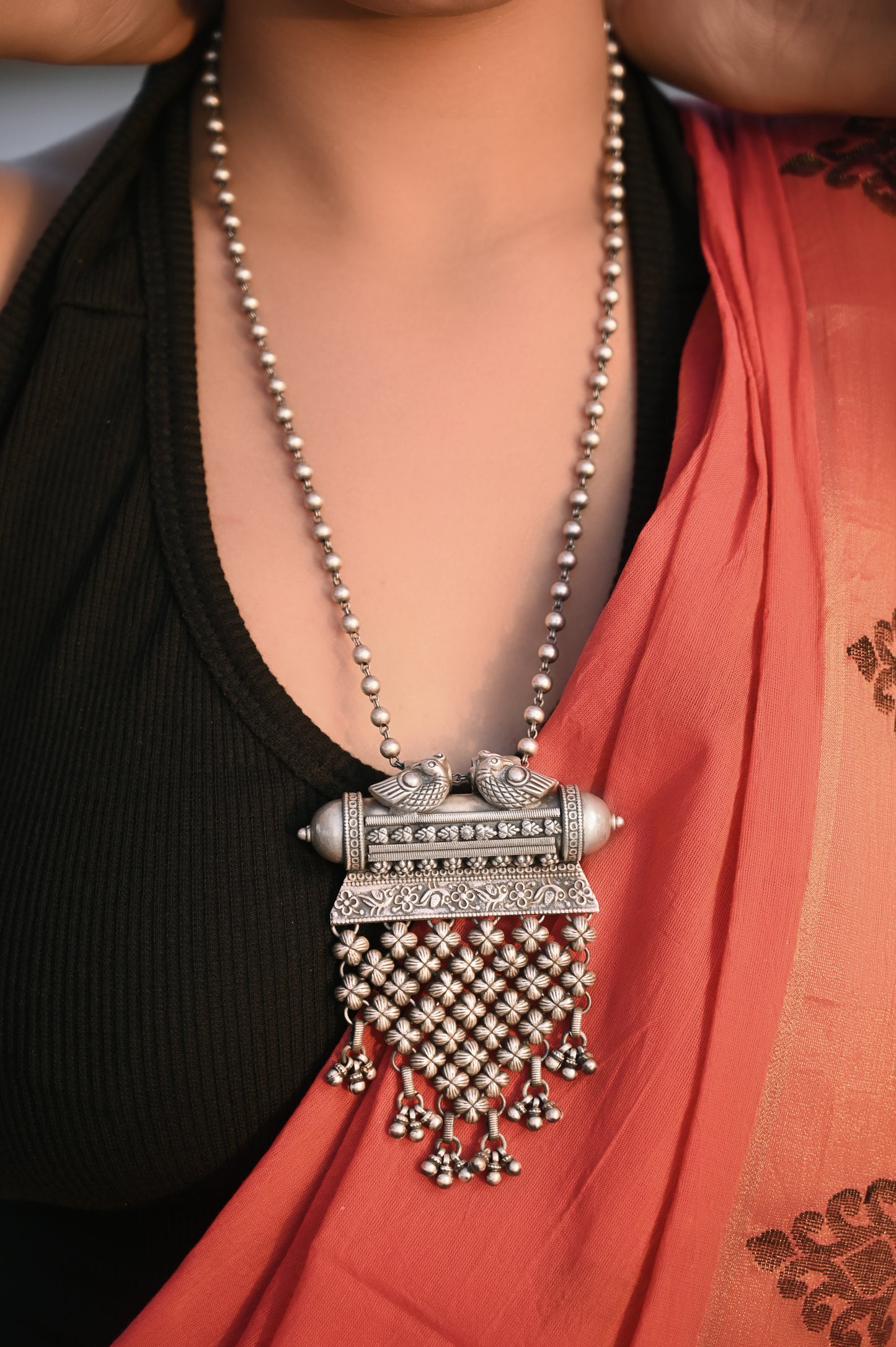 Royal Dual Peacock Jali Necklace