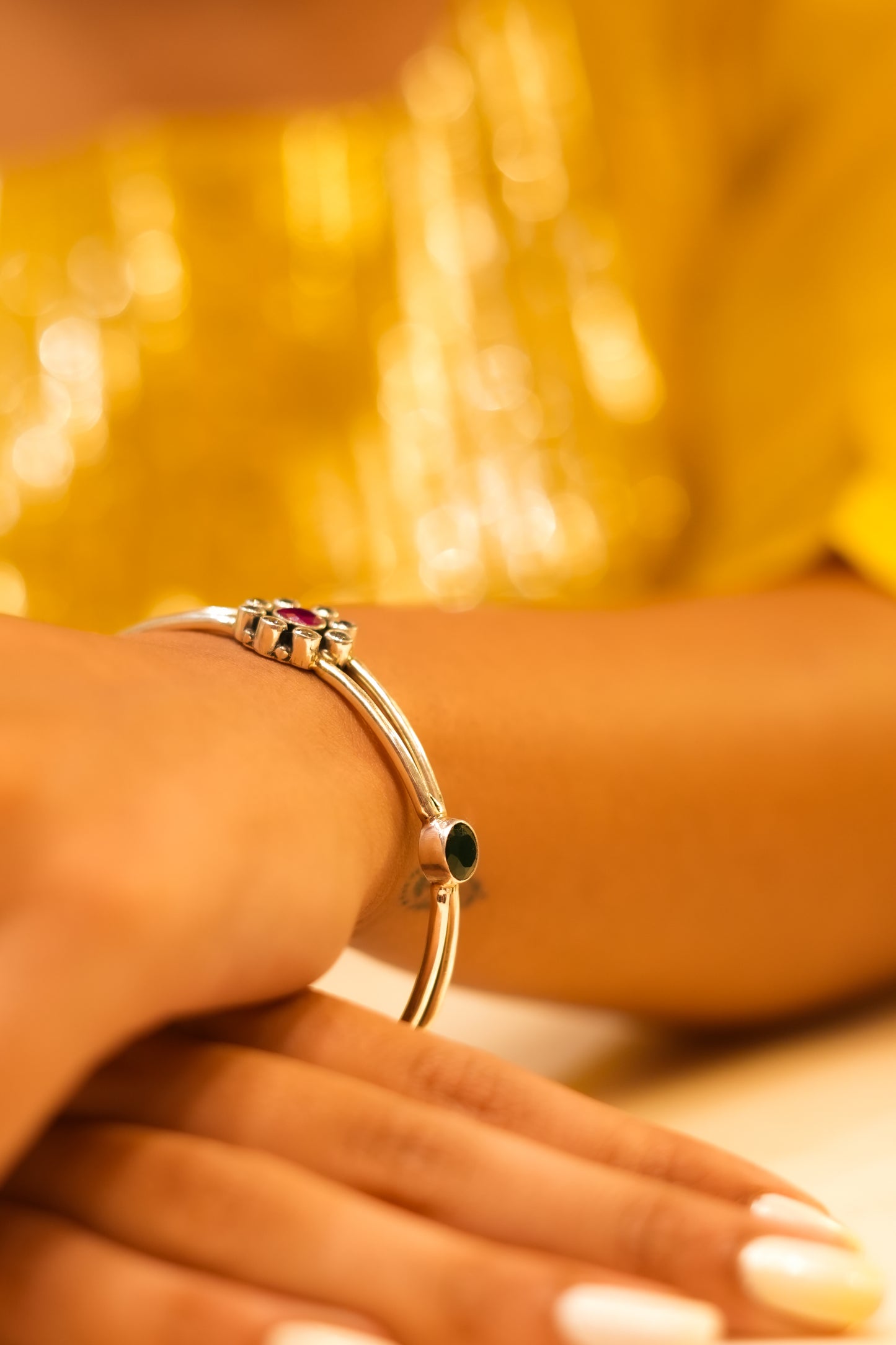 Bazaar Gemstone Double-Layer Kada