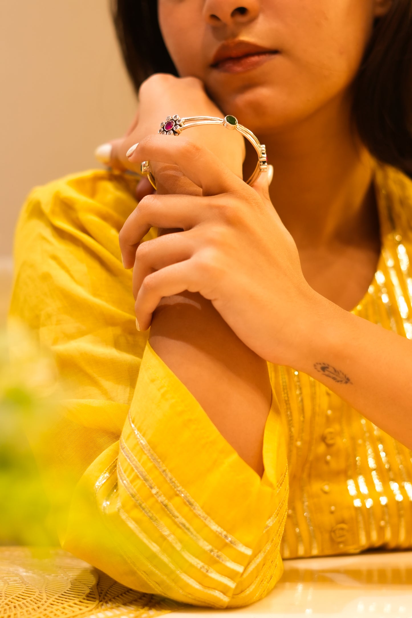 Bazaar Gemstone Double-Layer Kada