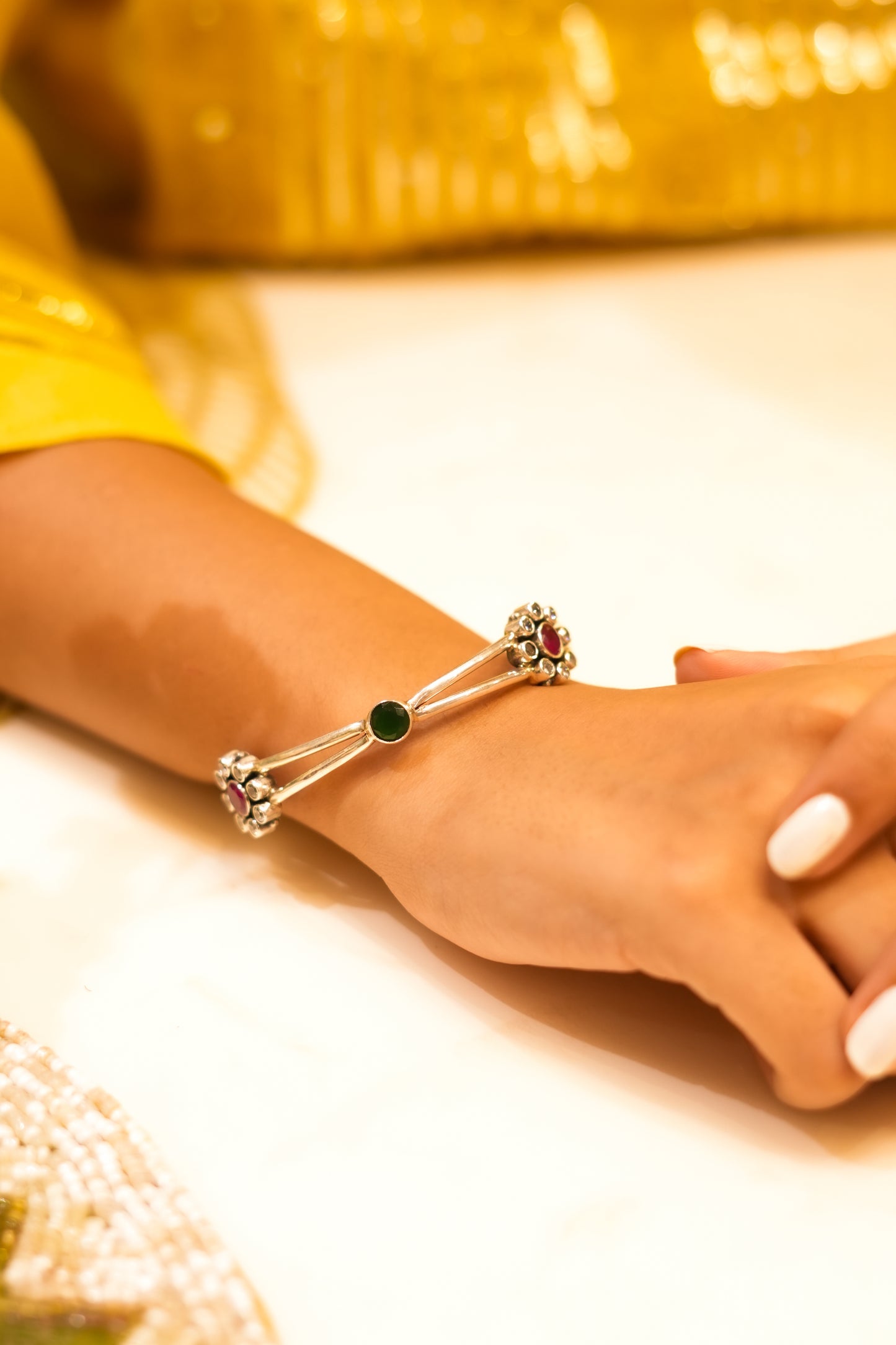 Bazaar Gemstone Double-Layer Kada