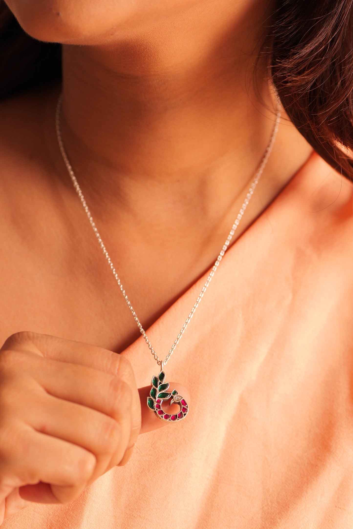 Kundan Peacock Festive Pendant