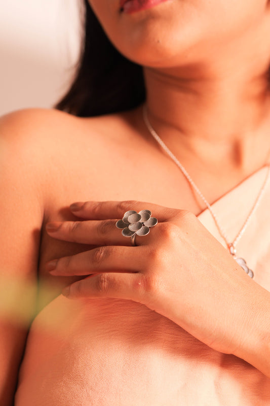Textured Bloom Art Ring